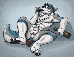 anal anthro beer bottle canine cigar fur furry lying male_only nude penis sheath sketch smoking solo thestory