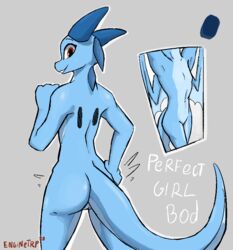 2020 anthro ass blue_body cutaway dragon enginetrap english_text female genitals grey_background horn looking_at_viewer looking_back looking_back_at_viewer membrane_(anatomy) membranous_wings nude pussy scalie signature simple_background smile solo syl_(enginetrap) text western_dragon wings