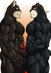 2boys abs anthro balls blacksad crossover fairy_tail feline fur furry furry_only gay hyper_muscles john_blacksad kyuuhari male male/male male_only muscles no_humans panther panther_lily pecs penis yaoi