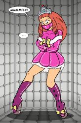 1girls alexanderlegrand ballet_boots ballet_heels bondage bound dress female female_only femsub fully_clothed gag gagged gagged_speech high_heels png speech_bubble straitjacket very_high_heels wedge_heels