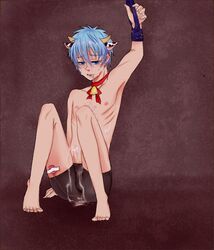 anal blue_eyes blue_hair cow_ear cum cum_on_body cum_on_self kuroko_no_basuke kuroko_tetsuya nipples tear yaoi