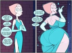 1girls accurate_art_style ai_generated ambrose ass ass_expansion big_ass big_breasts blue_eyes breast_expansion breasts brick_wall clothing cocktail_dress comic date dress elbow_gloves female flat_chest gem_(species) gem_on_forehead gloves hourglass_expansion huge_ass huge_breasts looking_back magic night outdoors pale_skin peach_hair pearl_(steven_universe) pearl_necklace pointy_nose self_upload skinny speech_bubble stable_diffusion steven_universe thick_thighs wide_hips