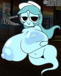 1girls areolae belly big_breasts blue_hair blue_nipples breasts completely_nude completely_nude_female connie_(dandy's_world) dandy's_world dated english_text female female_only full_body ghost ghost_girl ghost_tail gonna hat huge_breasts long_hair massive_areolae naked naked_female nipples nude nude_female roblox smile solo solo_female spicyboi text watermark