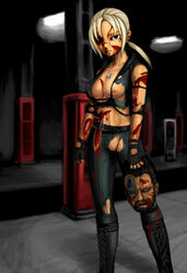 artist_request avulsion beard beige_skin black_hair bleeding blonde_hair blood blood_stain bloody_clothes boots breasts closed_mouth clothes clothing color ears exposed_breasts exposed_pussy eyes facial_hair female fingerless_gloves footwear gloves gore hair head human indoors injury kano_(mortal_kombat) laceration male mortal_kombat mortal_kombat_(2011) mouth necklace open_eyes ripped_clothing round_ears severed_head short_hair skin sonya_blade stained_clothes torn_clothes vulva wound