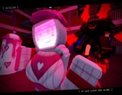 1boy 1girls 3d baronaces dated female forsaken_(roblox) guest_666_(forsaken) horns horsecock imminent_sex lovebug_veeronica male roblox roblox_game robloxian self_upload spray_can tagme tv tv_head unaware veeronica