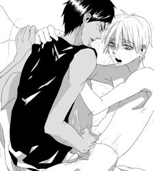 2boys anal aomine_daiki clothed_male_nude_male clothed_on_nude cmnm cum cum_on_body cum_on_hand cum_on_upper_body gay handjob kuroko_no_basuke kuroko_tetsuya leg_lift male nude penis sex sitting yaoi