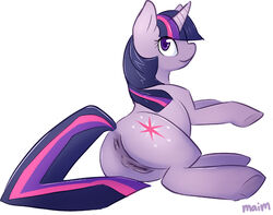 anus equine female friendship_is_magic horn lying maim my_little_pony purple_hair pussy solo straight_hair twilight_sparkle_(mlp) unicorn