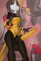 1futa 1girls 2_horns alternate_body_type arthropod artist_name balls big_penis black_body black_skin breasts bubble_ass bubble_butt bug bug_girl female futa_focus futa_on_female futanari hollow_knight hollow_knight:_silksong hornet_(hollow_knight) huge_cock intersex large_penis looking_at_viewer penis shakra_(hollow_knight) silksong sincastermon skinny skinny_female solo_focus team_cherry
