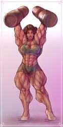 abs anarchium biceps breasts dark_skin female muscles muscular muscular_arms muscular_female muscular_legs muscular_thighs pecs weights