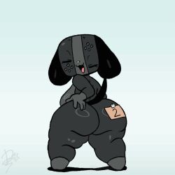1:1 2025 2d_animation 4_fingers animated anthro ass big_butt blinking blue_eyes breasts canid canine canis digital_media_(artwork) domestic_dog dydy_silva eyelashes female fingers flat_colors floppy_ears gloves_(marking) grey_body grey_pupils hand_on_butt heterochromia huge_butt huge_thighs leg_markings looking_at_viewer looking_back looking_back_at_viewer mammal markings multicolored_body nintendo nintendo_switch nintendo_switch_2 nude open_mouth open_smile pink_tongue post-it_note pupils rear_view red_eyes shadow shaking_butt short_playtime short_stack side_boob signature simple_background smile socks_(marking) solo standing switch_dog_2 switchy_2_(joaoppereiraus) tail tape thick_thighs tongue two_tone_body white_background white_nose wide_stance