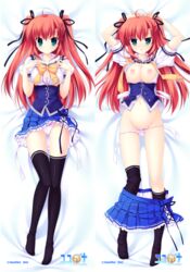 breasts dakimakura green_eyes mitha orange_hair panty_pull pointy_chin takasaki_honoka yuyukana