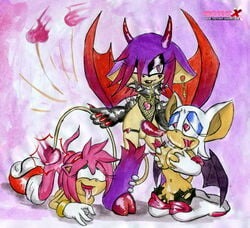 2012 amy_rose anthro balls bat big_breasts breast_fondling breast_grab breasts cerberog cleavage collar cum cum_on_breasts cum_on_face erection female fondling fucked_silly furry girly heart hedgehog horn male nude penis project_x project_x_love_potion_disaster rouge_the_bat sega sonic_(series) spanking wings