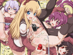 1futa 3girls anal anus arms_up blonde_hair blue_eyes blush bondage bow breasts brown_hair bukkake censored cleavage clothing cuffs cum dildo female foursome futa/female/female/female futa_on_female futa_with_female futanari gangbang glasses group_sex hairbow handcuffs ikeda_chitose intersex larger_female lolita_channel long_hair looking_at_viewer lying matsumoto_rise multiple_girls nipples no_bra on_back open_clothes open_mouth open_shirt orgy panties panty_pull pantyhose penetration penis ponytail purple_eyes purple_hair pussy red_eyes saliva school_uniform serafuku sex short_hair silver_hair small_but_hung small_dom_big_sub smaller_futanari socks spread_legs sugiura_ayano sweat tear toshinou_kyouko underwear very_long_hair vibrator yuri yuru_yuri