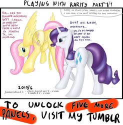 2girls anus ass equine female fluttershy_(mlp) friendship_is_magic high_resolution horse jameshalt my_little_pony nude pegasus pony pussy rarity_(mlp) smooth_skin text wings yuri