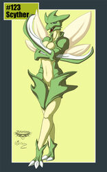 anthro blades breasts color female female_only furry insect mantis morph nintendo pokemon pokemorph pussy scyther solo the_pokedex_project wings