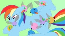 2012 equine female friendship_is_magic horse just4fun licking my_little_pony open_mouth orgasm parasprite_(mlp) pony pussy rainbow_dash_(mlp) straight_hair sweethd tongue