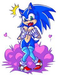 anthro big_breasts blue_hair breasts exposed_torso female footwear genderswap genderswap_(mtf) green_eyes hair handwear heart hedgehog humanoid nipples nude open_mouth plain_background pussy rule_63 sega solo sonic_(series) sonic_the_hedgehog the_brave transparent_background