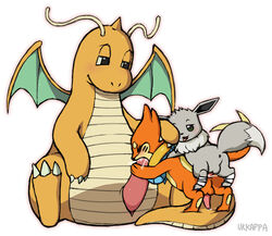 anal buizel dragonite eevee fur furry furry_ears furry_tail gay male nintendo no_humans oral penis pokémon_(species) pokemon pokemon_(species) shiny_pokemon size_difference tail threesome ukkappa