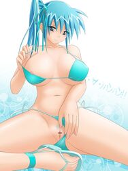 artist_request bikini blue_hair divergence_eve green_eyes kureha_misaki