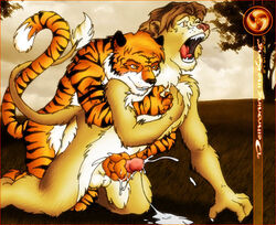 anal anthro cum cum_in_ass cum_inside cum_on_ground darkan domination feline fur furry gasp grin lion masturbation penis submissive tiger uncensored