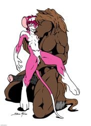 anthro biceps big_penis breast_lick breasts duo equine erection fur furry hooves horse horsecock huge_cock licking male mouse muscles nipples pecs penis pussy rodent shane_nelson shayla_the_pink_mouse size_difference small_breasts spiderman_jr ssn_inc straight tongue tongue_out trevor_(ssn_inc)