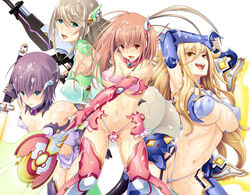 4girls ass breasts bukkake cum cum_on_ass cum_on_body cum_on_breasts cum_on_clothes cum_on_hair cum_on_lower_body cum_on_upper_body erect_nipples facial female lilith-soft magical_girl multiple_girls nobushito puella_maga_lucifer_ouka rifle sword weapon