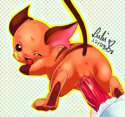 2008 from_behind hindpaw looking_at_viewer lulu open_mouth paws penetration penis pokemon pokemon_(species) pussy raichu sex size_difference vaginal_penetration