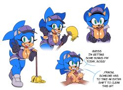anthro big_breasts bodily_fluids breast_play breasts cleaning_tool cleavage clothed clothing cum cum_on_breasts cum_on_face duo eulipotyphlan female genderswap genderswap_(mtf) genital_fluids genitals hedgehog hi_res human janitor male male/female mammal missphase mop nipples penis rule_63 sega sex sonic_(series) sonic_the_hedgehog sonic_the_hedgehog_(series) titjob
