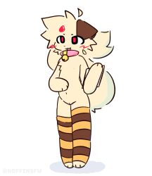 2025 anthro bell bell_collar big_tail blush blush_marks bodily_fluids brown_clothing brown_ears brown_leg_warmers brown_legwear button_ears canid canine canis clipboard clothed clothing collar digital_drawing_(artwork) digital_media_(artwork) domestic_dog female floppy_ears fur genital_fluids genitals happy hi_res horn koffi_(koffinz) koffinz leg_warmers leg_warmers_only legwear legwear_only light_yellow_fur mammal nipples partially_clothed pattern_clothing pattern_leg_warmers pattern_legwear pink_collar pussy red_eyes solo standing striped_clothing striped_leg_warmers striped_legwear stripes tail thigh_highs vaginal_fluids vulva yellow_clothing yellow_leg_warmers yellow_legwear