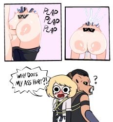 1girls 2d alien_(franchise) anal android android_girl ass ass_focus breasts dek_(predator_badlands) detached_torso disembodied_ass disembodied_torso exposed_ass female male predator_(franchise) predator_badlands robot_girl robot_humanoid stupidsexysynth synthetic thia unseen_male_face weyland_yutani yautja
