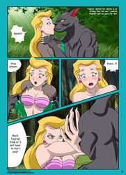 anthro batman:_the_animated_series batman_(series) blonde_hair blush bra breasts catwoman_(dcau) claws comic dc dc_comics dcau deviantart_username dialogue email_address english_text feline female fur furry green_eyes hair humiliation kissing locofuria muscles page_11 page_number selina_kyle speech_bubble straight_hair text torn_clothes transformation tygrus_(character) yellow_eyes