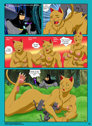 all_fours batman batman:_the_animated_series batman_(bruce_wayne) batman_(series) bent_over birth birthing breast_sucking breastfeeding breasts bruce_wayne catwoman_(dcau) comic dc_comics dcau dialogue doggy_style english_text feline female from_behind fur furry interspecies kitten lactation locofuria male milk multi_breast muscles nipples nude pointy_ears pregnant pussy selina_kyle speech_bubble tail text transformation tygrus_(character) werecat werecat_selina whiskers yellow_eyes