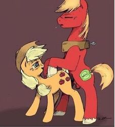 applejack_(mlp) balls big_macintosh_(mlp) closed_eyes edit equine eyes female friendship_is_magic from_behind hair horse incest jobo37 looking_back male my_little_pony nude penetration penis pony sex smooth_skin straight tripsocho