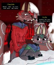 3_eyes 4_fingers 5:6 ambiguous_fluids ambiguous_penetration anthro areola ass bent_over big_breasts black_nipples black_nose blush blush_lines bodily_fluids breasts broken_chain brother_(lore) brother_and_sister_(lore) brown_body brown_fur canid canine canis cape chain_leash chains charybdis_(cult_of_the_lamb) closed_eyes clothed clothing collar corruption cult_of_the_lamb detailed_background dialogue digital_media_(artwork) duo ear_tuft english_text female fingers from_behind_position fur genitals gloves hands_on_waist handwear headgear headwear hi_res incest_(lore) leash male male/female mammal massive_monster_(studio) multi_eye nipples nude open_mouth panda-moan-yum penetration plant pond rock rotting runes scylla_(cult_of_the_lamb) sex sibling_(lore) sister_(lore) smile snow speech_box teeth tentacle text tongue tree tuft wolf worm worm_infestation