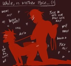 2boys 2d_(gorillaz) ace_copular anal_sex collar dirty_talk doggy_style doggy_style_position gay gay_anal gay_sex gorillaz leash leash_and_collar leash_pull male male/male male_only male_penetrated male_penetrating male_penetrating_male penis penis_out silhouettes skinny yaoi