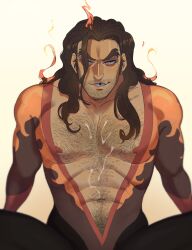 bara chest_hair cum cum_on_body dispatch_(game) flambae gay hairy hairy_chest long_hair male male_only muscular muscular_male oyabuchu yaoi
