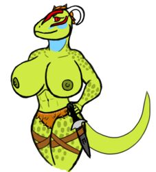 argonian big_breasts breasts dagger dragon-heart female huge_breasts mehrunes_razor scalie skyrim the_elder_scrolls topless video_games weapon