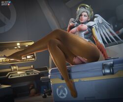 1female 1girls 3d 3d_(artwork) angela_ziegler areola areolae barefoot blender blender_(software) blender_eevee blizzard_entertainment blonde_female blonde_hair blonde_hair_female blue_eyes breasts european european_female feet feet_up female female_focus hasfeldt labia labia_majora large_breasts leggings legs legs_crossed long_hair long_legs looking_at_viewer mercy nipples no_bra no_panties overwatch overwatch_2 ponytail pussy ripped_clothing ripped_leggings ripped_pantyhose ripped_stockings soles swiss swiss_female tied_hair toes wet_pussy