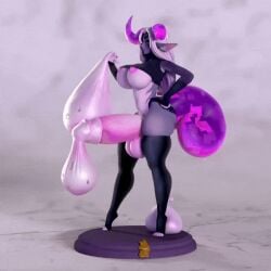 3d animated anthro ass balls big_breasts big_butt big_penis big_tail breasts broken_horn clothing condom dragon filled_condom furcollectibles_store futanari genitals goo_creature goo_dragon hair horn huge_breasts huge_cock huge_tail intersex legwear logo long_ears long_hair male_only mox_(jund_wabbit) mythological_creature mythological_scalie mythology nipples penis presenting purple_body purple_scales scales scalie sculpture sexual_barrier_device solo statue stockings tail unusual_anatomy unusual_genitalia white_hair