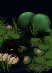 breasts female frog_girl huge_ass large_breasts partially_submerged wip