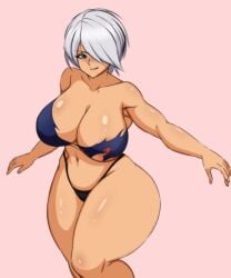 1girls angel_(kof) big_breasts blue_eyes breasts breasts_out clothed clothed_female darwaarts female huge_breasts king_of_fighters licking licking_lips light-skinned_female light_skin nipple_slip panties short_hair source_request standing thick thick_ass thick_legs thick_thighs thighs tongue tongue_out white_hair