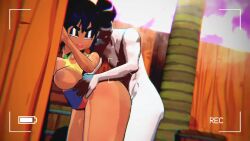 1boy 1girls 3d abdominal_bulge animated applchu bouncing bouncing_breasts dark-skinned_female huge_breasts interracial josie_(pulpdirector) light-skinned_male male/female public_sex sound stomach_bulge tagme video voice_acted