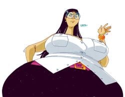 1girls big_breasts black_hair female glasses milf mom_bod monstergrotto tight_clothing toxictoothpick weak_chin wide_hips