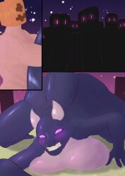 anthro big_breasts blush dragon ender_dragon enderman female female_dragon furry human male minecraft naked purple_eyes rubikfish sex size_difference