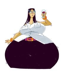 1girls big_breasts black_hair female glasses milf mom_bod monstergrotto tight_clothing weak_chin wide_hips