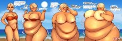 1girls 2024 belly belly_overhang big_belly big_breasts bikini blonde_hair blush blushing breasts fat fat_arms fat_belly fat_female fat_fetish fat_rolls fat_thighs fat_woman fwtdg huge_belly huge_breasts morbidly_obese morbidly_obese_female overweight overweight_female sequence ssbbw tan_body thick_thighs thighs weight_gain wide_hips