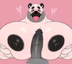 big_breasts big_penis busty busty_boy furry huge_breasts huge_cock imminent_paizuri male male_breasts male_only male_tits male_with_breasts milkblend pom_(milkblend) precum precum_bubble precum_drip precum_on_penis thick_penis tongue