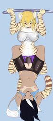 acorn_(artist) anthro big_breasts bike_shorts black_nipples black_penis breasts canine chimangetsu chinese_crested_dog exercise female flat_chested fur furry herm intersex leg_wrap liger penis sex shelby shitora tan_line vaginal_penetration