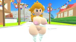 1girls 3d 3d_(artwork) alternate_version_available big_breasts big_thighs black_eyes blonde_hair breasts crown curvy earrings elbow_gloves female female_only gloves kabalmystic_(style) light-skinned_female light_skin lips lipstick long_hair mario_(series) naked nintendo nipples no_nose nude outdoors paper_mario paper_peach pink_lipstick princess_peach pussy shortstack solo stockings thhypercombine12 thick thick_hips thick_thighs thighs white_gloves white_stockings wide_hips