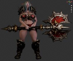 1girls 3d aria_starchaser big_ass bikini blizzard_entertainment huge_breasts night_elf night_elf_female original_character pink_skin snoopz solo thick_thighs thighs warcraft white_hair wide_hips world_of_warcraft